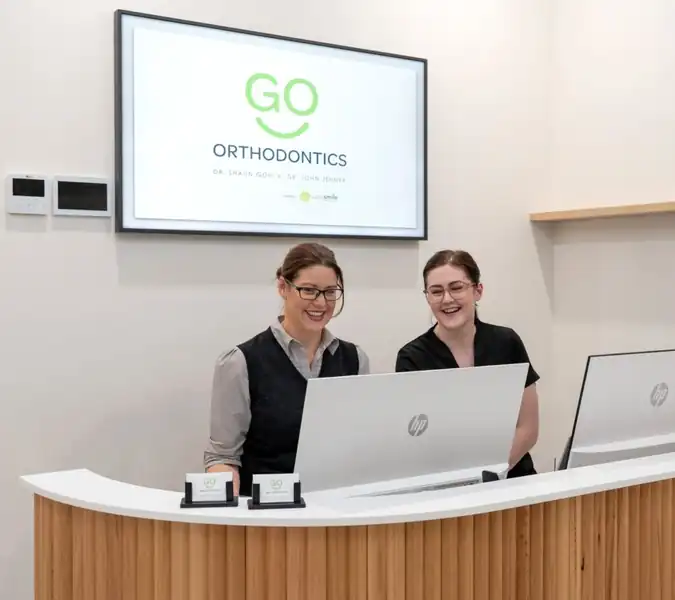 Go Orthodontics reception team welcoming patients